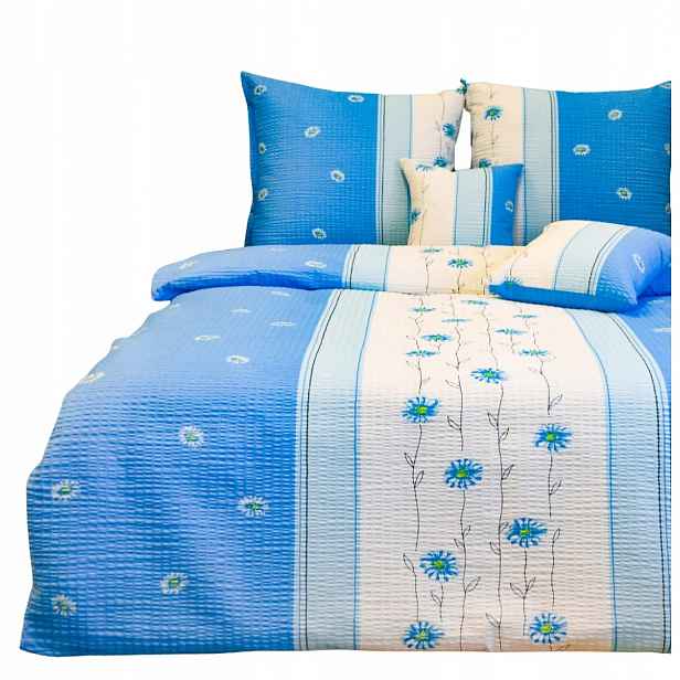 Sada Povlečení Kůra 140x200 2x70/80 Tenké stonky Modré Elegantní
