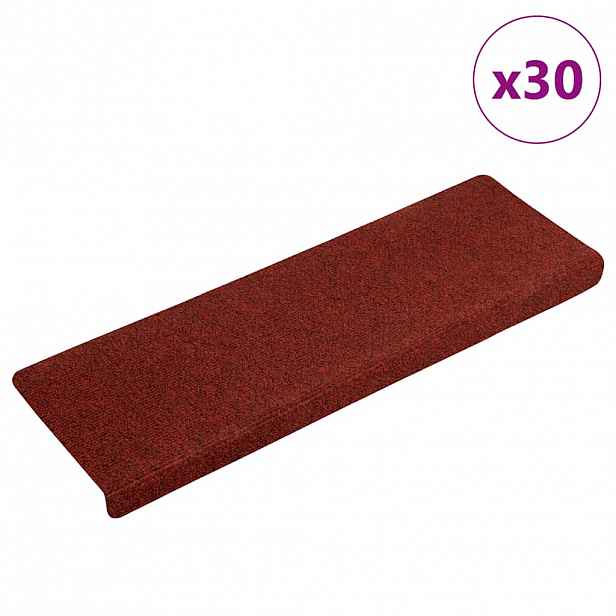 vidaXL Schodové rohože samolepicí 30 ks 65 x 21 x 4 cm bordó červená s obdélníkovým okrajem