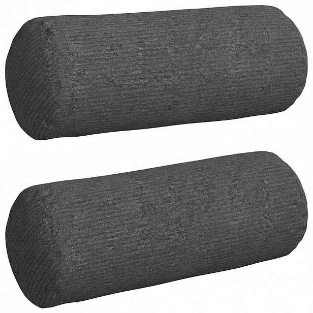 vidaXL Polštáře 2 pcs Tmavě šedá Ø 15 x 40 cm Žebrovaná látka