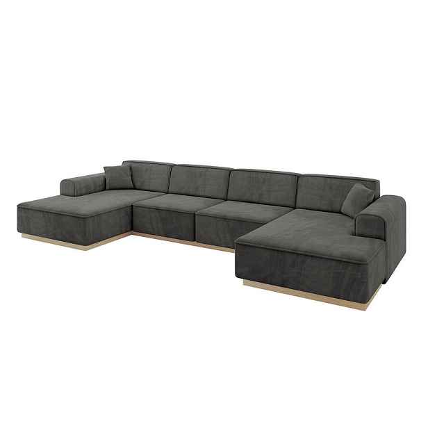 ALTDECOR SEDACÍ SOUPRAVA ve tvaru U IREA-U2 386x165x80 Tmavě šedá Velur