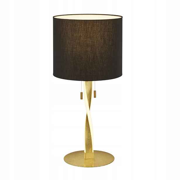 Dekorativní stolní lampa zlatá s tmavým látkovým stínítkem 30 cm Trio