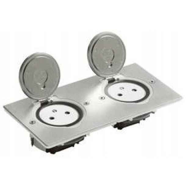 Dvojitá podlahová zásuvka Inox Legrand 089702