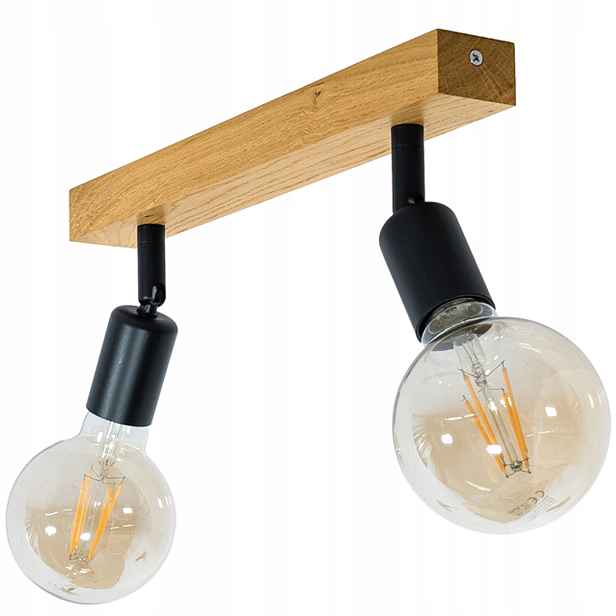 Spotová stropní lampa Dubová 35 cm E27 Pohyblivá nástěnná černá Led
