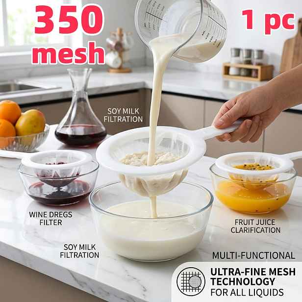 TEMU 350Mesh závěsný filtrační sítko, jemné sítko, vhodné pro domácí vaření piva, kuchyňský filtr, vhodné pro víno, džusy, čaj, sójové mléko, pečení,