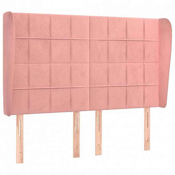 vidaXL Čelo postele typu ušák růžové 147x23x118/128 cm samet