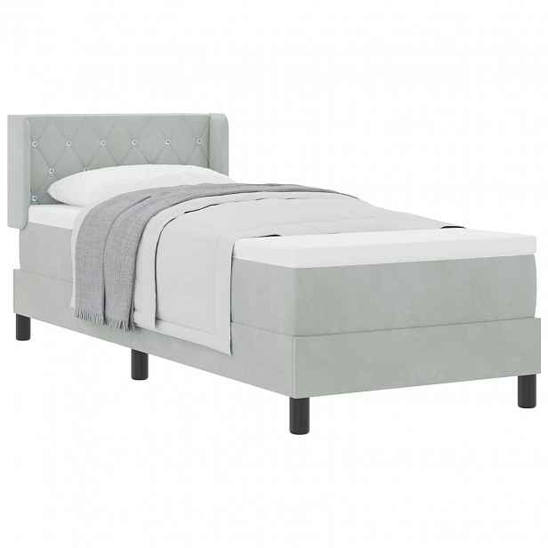 vidaXL Postel s boxspringem s čelo Světle šedá 200 x 80 cm samet
