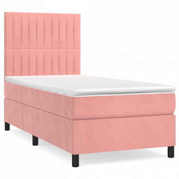 vidaXL Box spring postel s matrací růžová 80 x 200 cm samet