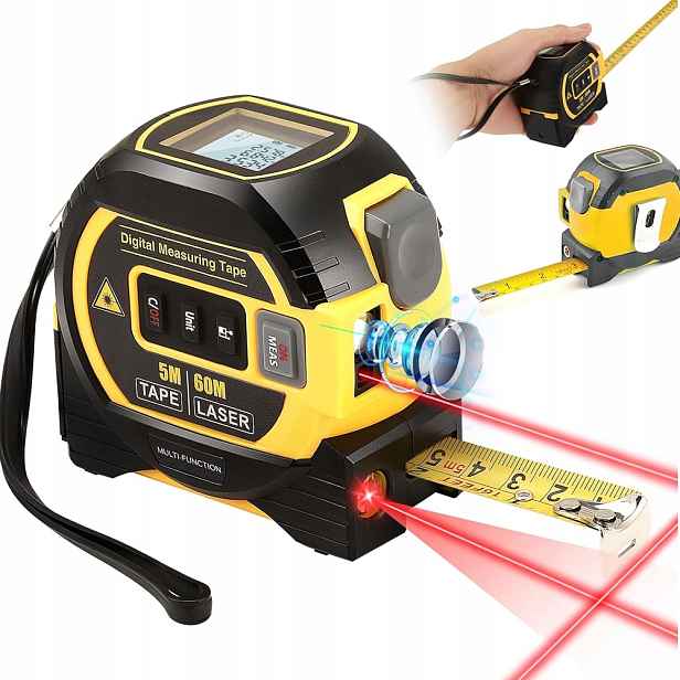 Digitální Laserový Dálkoměr, Měřič Vzdálenosti 60 M S Odvíjecí Páskou 5 m