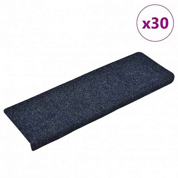 vidaXL Schodové rohože samolepicí 30 ks 65 x 21 x 4 cm modré s obdélníkovým okrajem