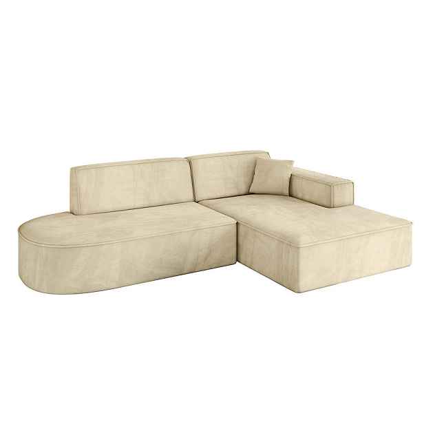 ALTDECOR ROHOVÁ SEDAČKA s otomanem, pravá IREA-L1-v4 232x165x77 Béžová Velur