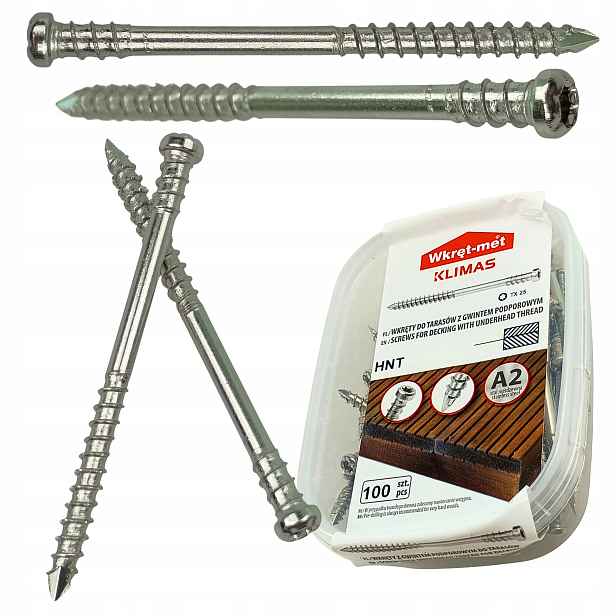 Terasové vruty Nerezové A2 5x80 mm na Torx 100 kusů Wkręt-met