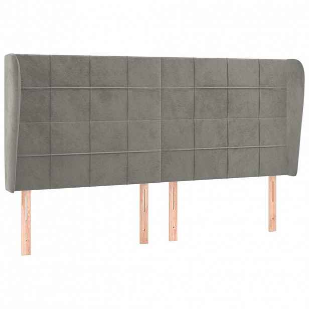 vidaXL Čelo postele typu ušák světle šedé 163x23x118/128 cm samet