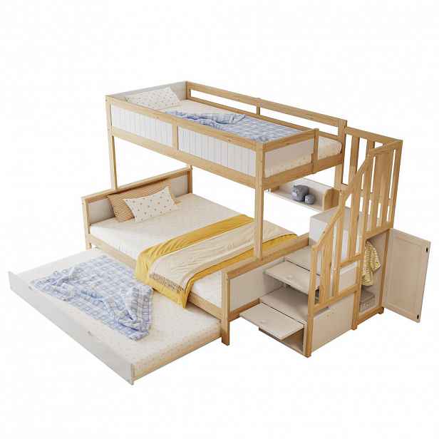 CHICFURN PATROVÁ POSTEL 90/200 cm & 120/200 cm & 90/190 cm v bílé a přírodní barvě