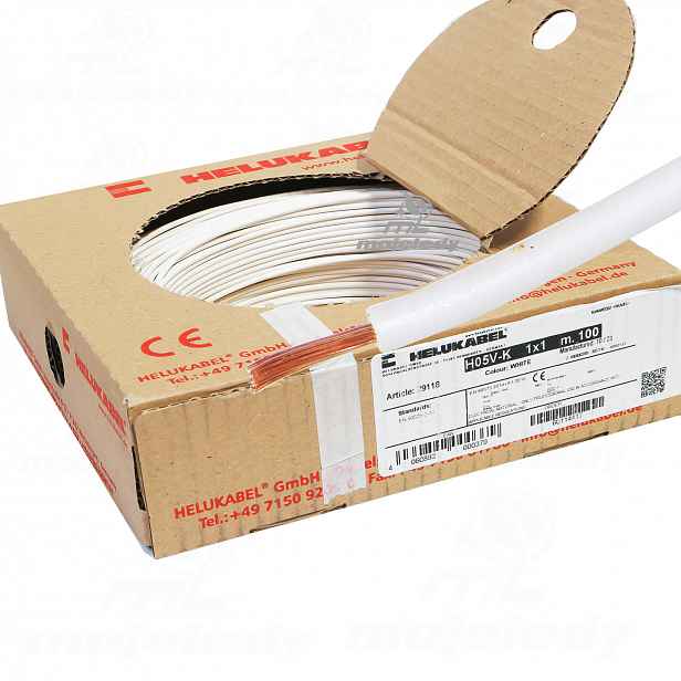 Kabel Lgy 1mm bílý 500V 100m Helukabel