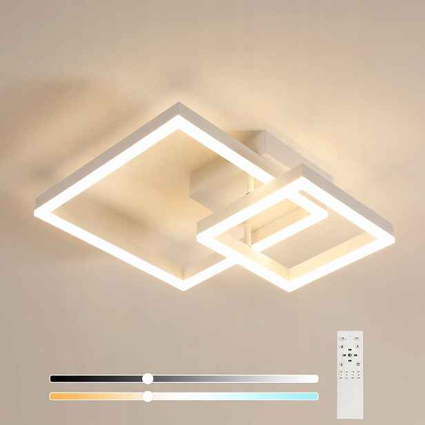 Stropní Led lampa lustr s dálkovým ovládáním, čtvercový, bílý, moderní, 36W