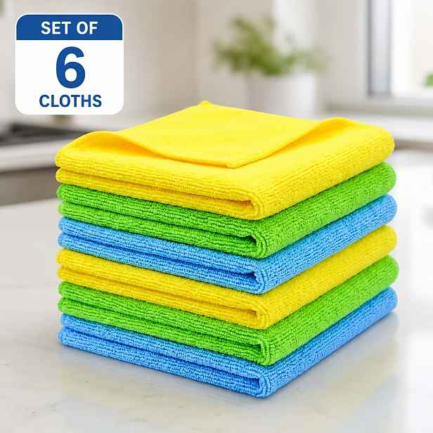 TEMU 6 ks Utěrek z mikrovlákna, velké a silné (30x30 cm), super absorpční s vysokým GSM, barevně odlišené pro prevenci kontaminace, nepouští vlákna a