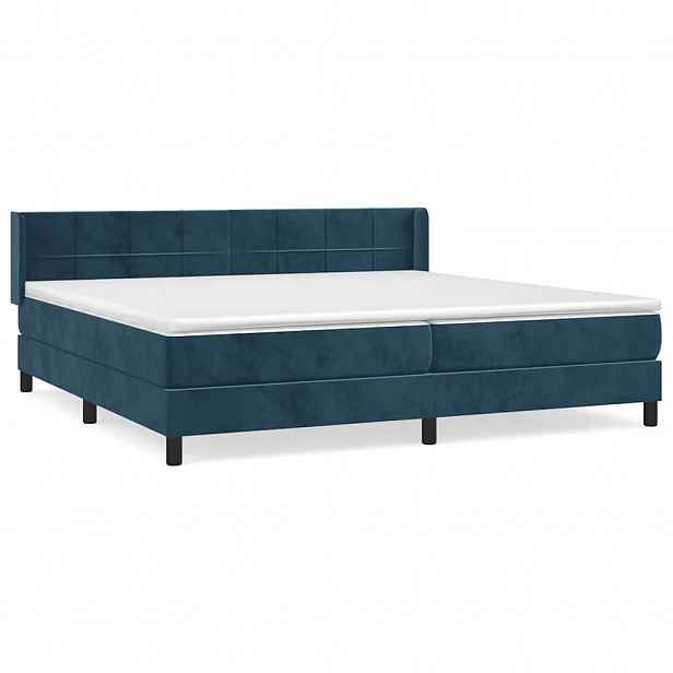 vidaXL Box spring postel s matrací tmavě modrá 200x200 cm samet