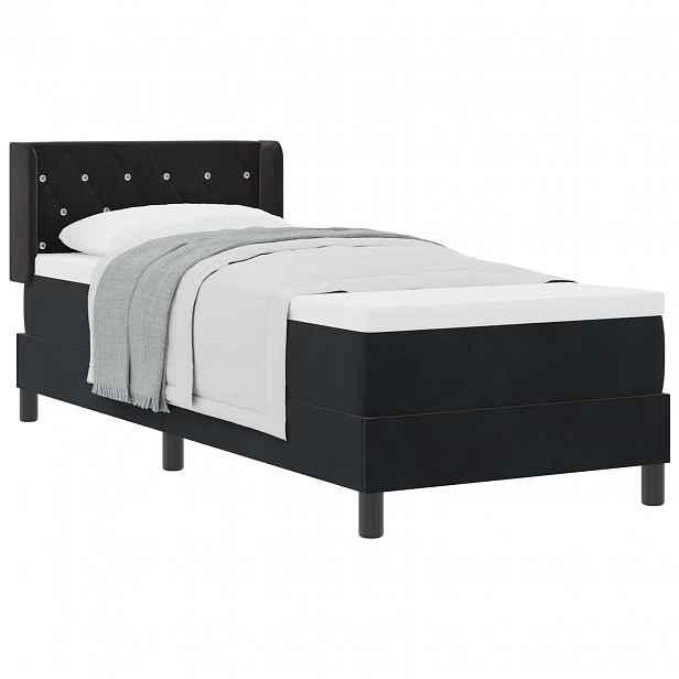 vidaXL Postel s boxspringem s čelo Černý 200 x 80 cm samet