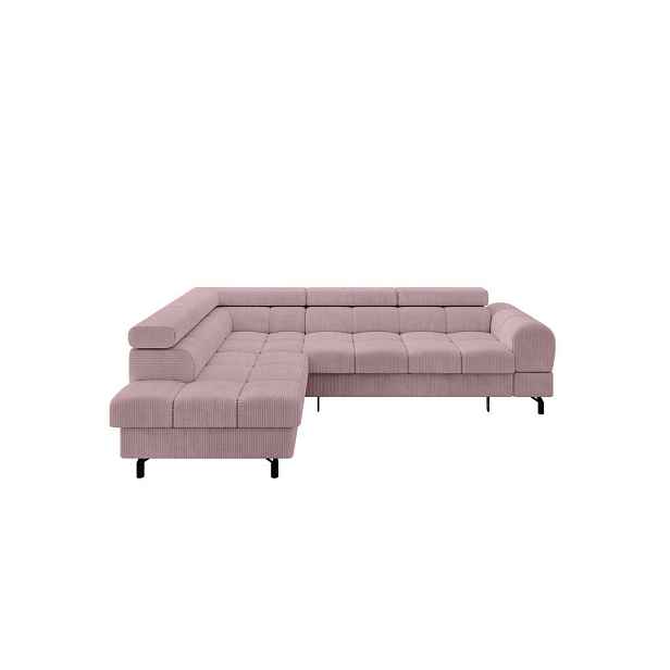 ALTDECOR ROHOVÁ SEDAČKA s funkcí spaní otomana vlevo LUMA-L 272x203x70 růžová manšestr