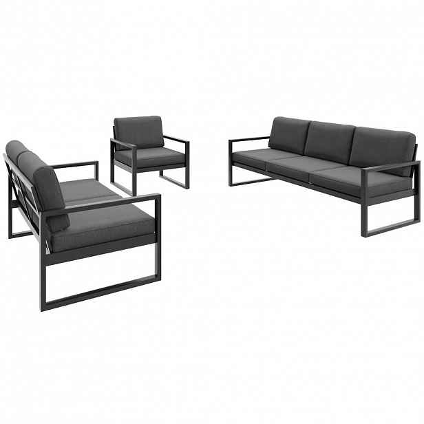 Beautysofa ZAHRADNÍ sada Stella se sedačkami a křeslem, s kovovým rámem, tmavě šedý