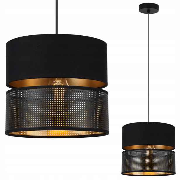 Závěsná Stropní Lampa Lustr Černo-zlatá, Stínidlo 20 CM Do Ložnice