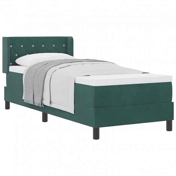 vidaXL Postel s boxspringem s čelo Tmavě zelená 200 x 80 cm samet