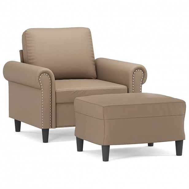 vidaXL Křeslo s podnožkou cappuccino 60 cm umělá kůže