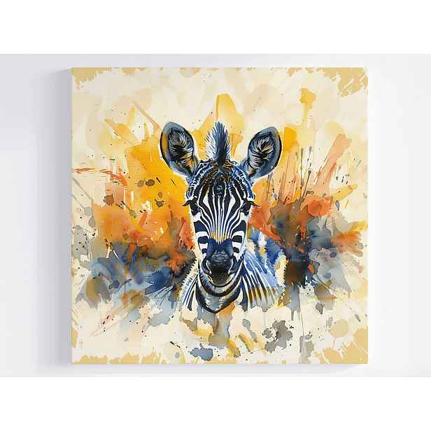 Obraz Na Plátně Plátno Grafika Fauna Zebra Portét Zvíře Barvy 50x50