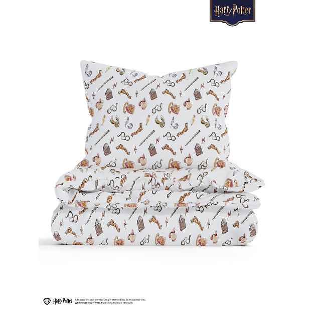 Prodloužené povlečení mikroplyš Harry Potter - Nebelvír 1- 140 × 220 cm - 70 x 90 cm