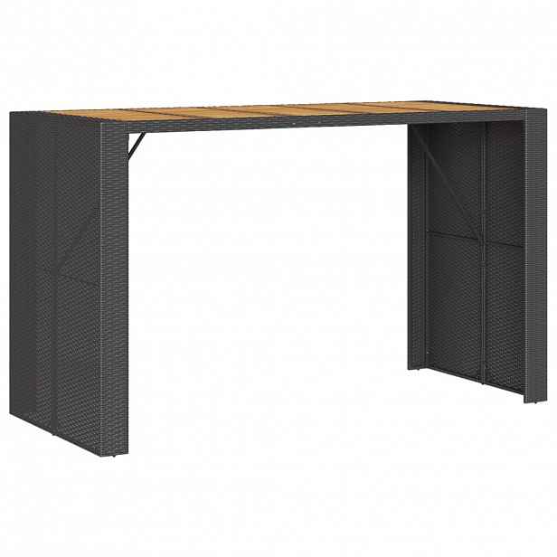 vidaXL Zahradní barový stůl s akáciovou deskou černý 185 x 80 x 110 cm
