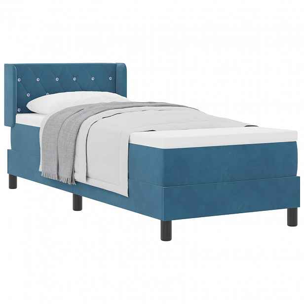 vidaXL Postel s boxspringem s čelo Tmavě modrá 200 x 80 cm samet