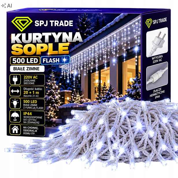 Závěs Rampouchy 500 Led flash Bílý Studený