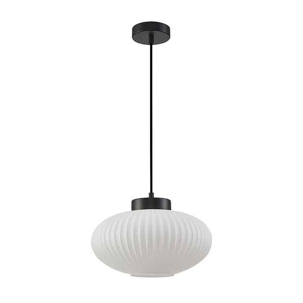 Závěsná lampa Groste 40W E27 Černá Ocel Sklo Regulace výšky Italux