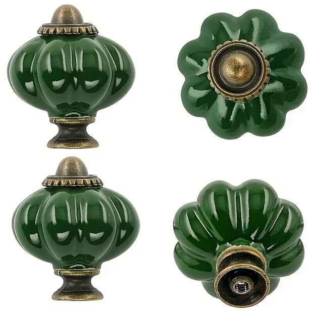 TEMU 4/8/16ks Vintage Tmavě Zelené Keramické Knoflíky na Skříňky - 1 Sada Knoflíků na Komody, Zásuvkové & Rukojeti s Montážními Šrouby