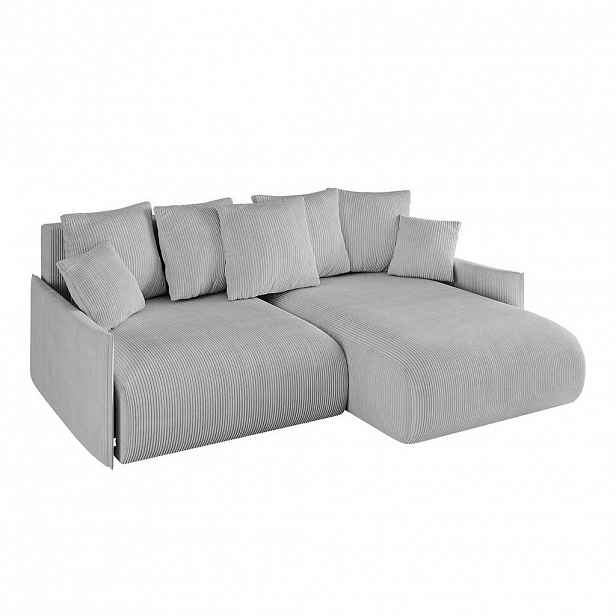 ALTDECOR ROHOVÁ SEDACÍ SOUPRAVA s otomanem vpravo ONESK-L -v1 216x177x72 šedý manšestr