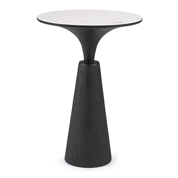 Černobílý kulatý konferenční stolek s mramorovou deskou  ø 51 cm Rondel – Bizzotto