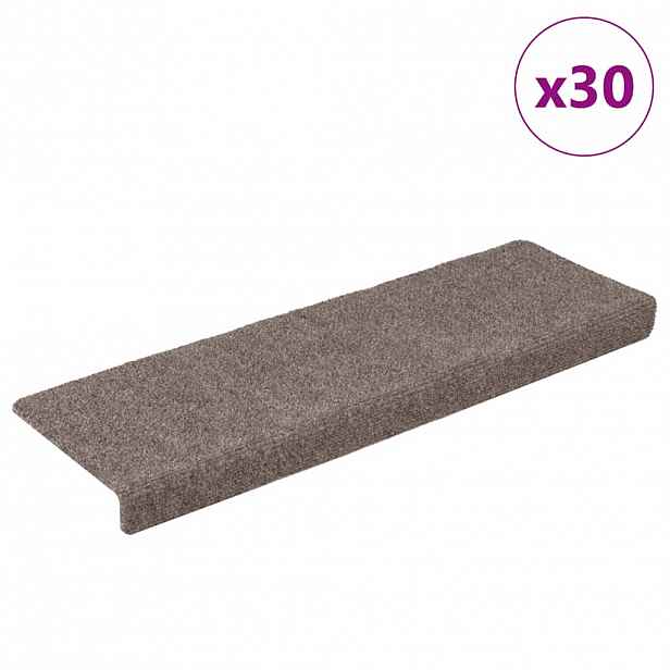 vidaXL Schodové rohože samolepicí 30 ks 65 x 21 x 4 cm béžové s obdélníkovým okrajem