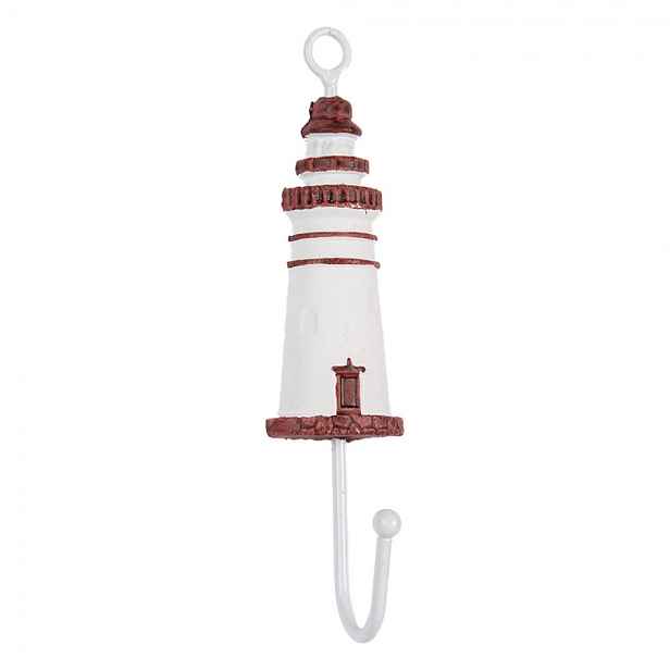 Nástěnný háček zdobený majákem Lighthouse Nautic - 4*4*18 cm Clayre & Eef