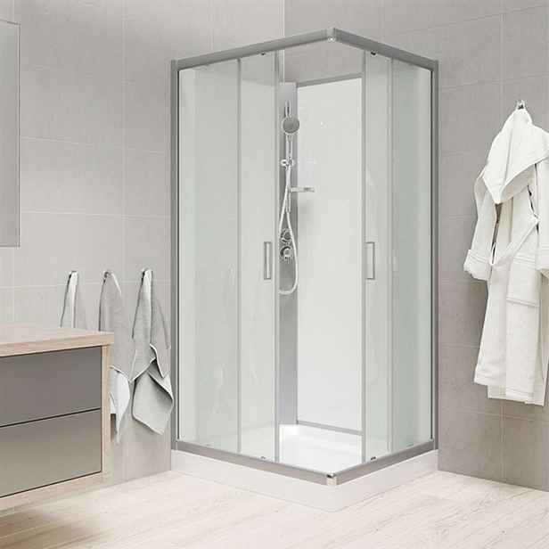 Mereo - Sprchový box 90x90 cm, bez stříšky, satin/bílá/sklo Point CK34122KBW