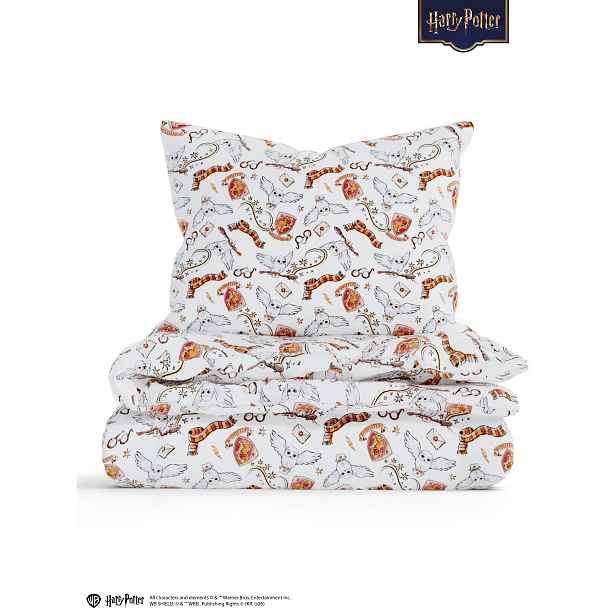 Prodloužené povlečení mikroplyš Harry Potter - Nebelvír 2- 140 × 220 cm - 70 x 90 cm