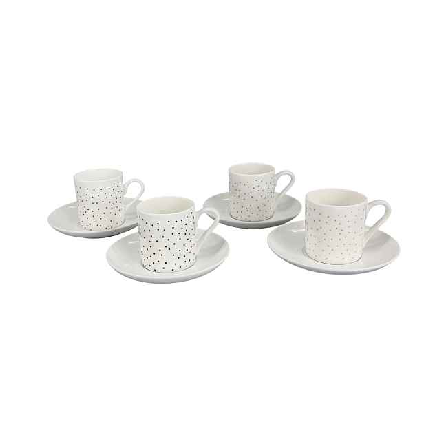 Set 4ks Porcelánový šálek Mini Dots 70 ml mix barev, by inspire
