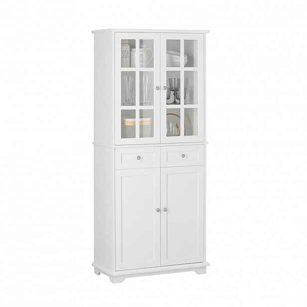 SoBuy NÍZKÁ SKŘÍŇ se dvěma zásuvkami Bílá 71x38x175cm Klasický