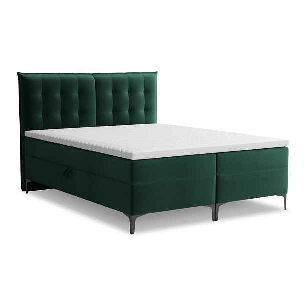 Tmavě zelená boxspring postel s úložným prostorem 180x200 cm Mikana – Makamii