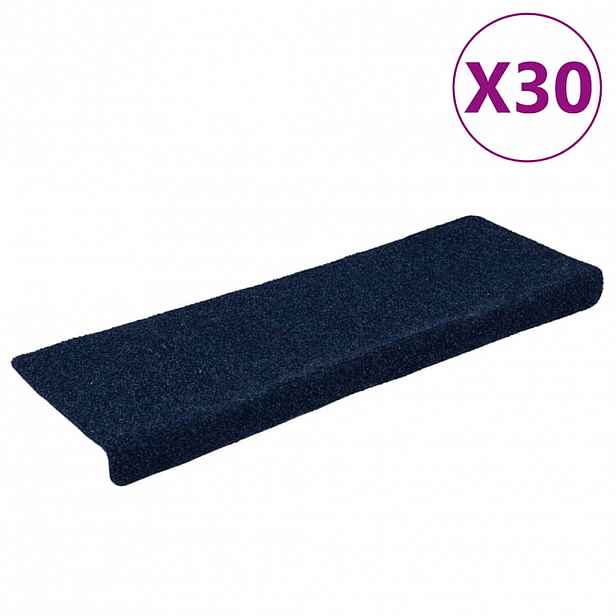 vidaXL Schodové rohože samolepicí 30 ks 65 x 21 x 4 cm tmavě modré obdélníkové okraje