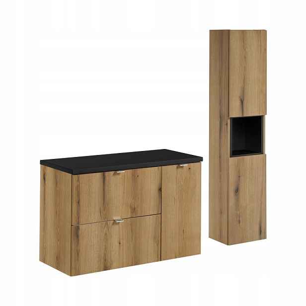 Zestaw meblowy 90cm z blatem i szafką wysoką, Nova Oak