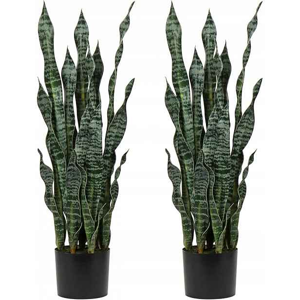 2ks Umělá Rostlina Květina Cívka Sansevieria Velká 90 cm