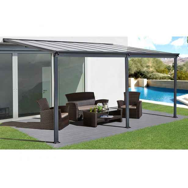 Hliníková pergola 4,96x3 m WALL 53 antracit Lanitplast