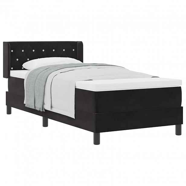 vidaXL Postel s boxspringem s čelo Černý 190 x 90 cm samet