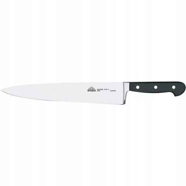 Nůž kuchyňský černý čepel 30 cm široký kovaný Stubai