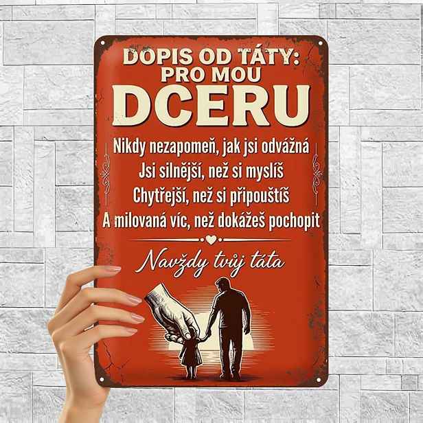 TEMU 2D plochá 1ks, "Kovová umělecká cedule: 'Pop'ova rady pro svou dceru' – hřejivý dárek pro tátu, s láskou a moudrostí v českém jazyce" 8×12 palců